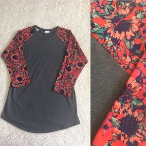 LuLaRoe Sherbet Sunflower Baseball Tee